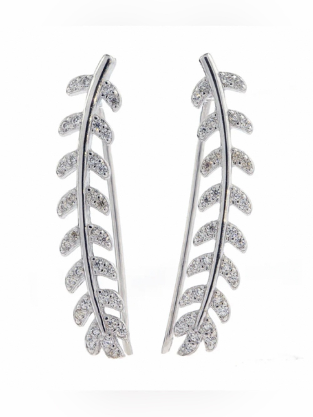 Adornia Silver Leaf Climber Earrings